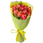 Букет из 11 розово-желтых тюльпанов